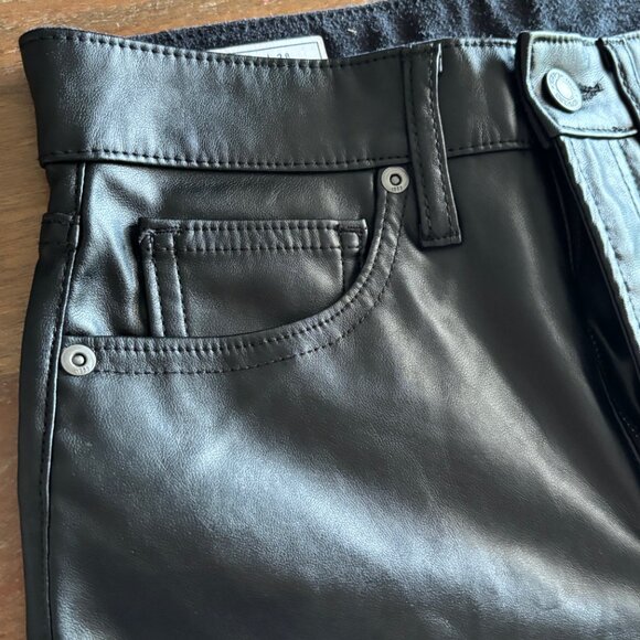 Gap Vintage Slim High Rise Faux Leather Pants Black Women’s Size 26/2r Straight - Picture 3 of 9